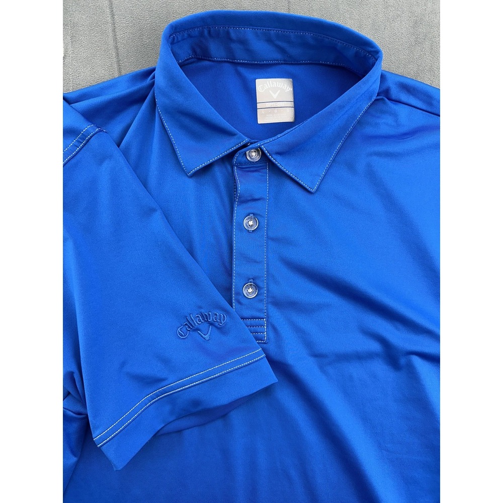 Callaway Polo Shirt Mens Large Blue Opti-Dri Golf Performance Athletic Stretch